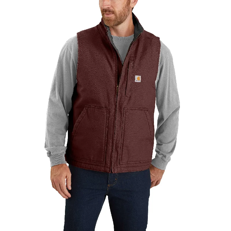 Loose Fit Washed Duck Sherpa-Lined Mock-Neck Vest