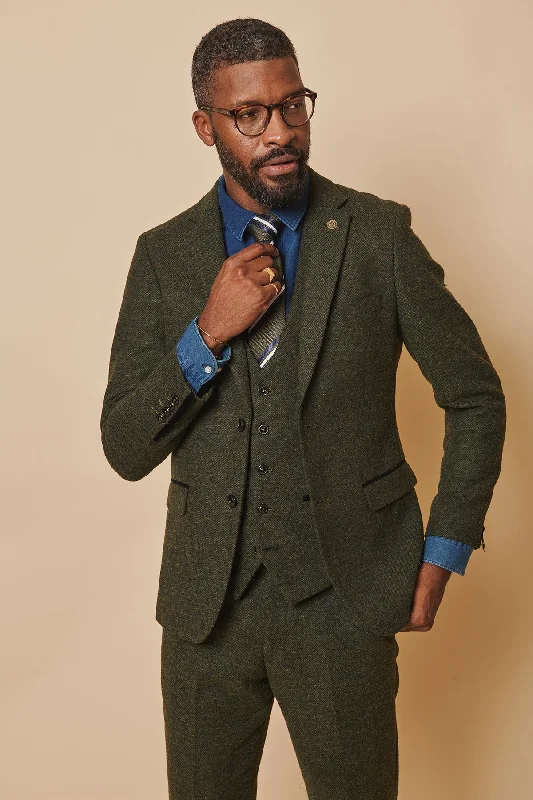 MARLOW - Olive Green Tweed Blazer