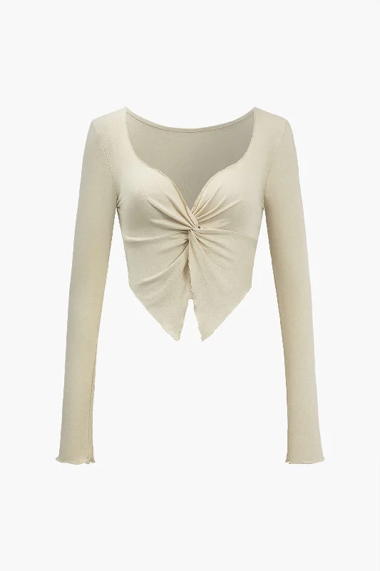 Solid Twist Knot Long-Sleeve Top