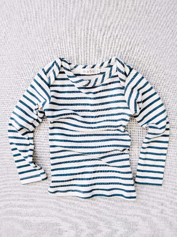 organic cotton striped nautical tees - natural/azure