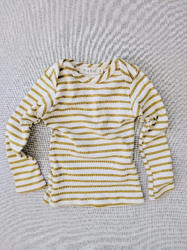 organic cotton striped nautical tees - natural/chartreuse