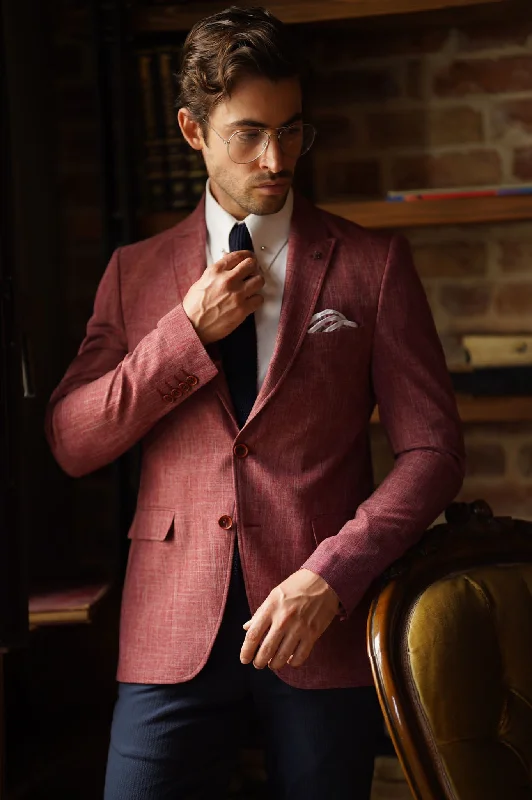 Stefano Claret Red Cotton Blazer