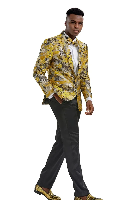 Stylefyre Collection: Men's Single-Breasted Blazer In Gold