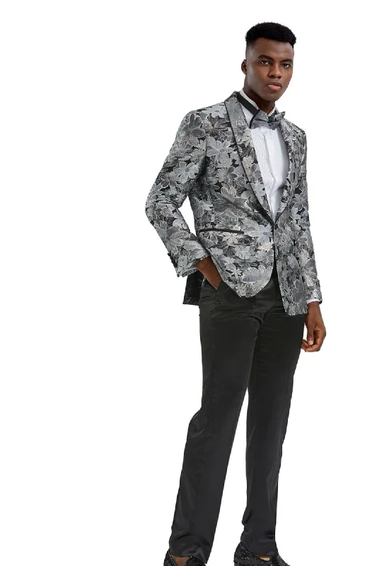 Stylefyre Collection: Men's Single-Breasted Blazer In Silver