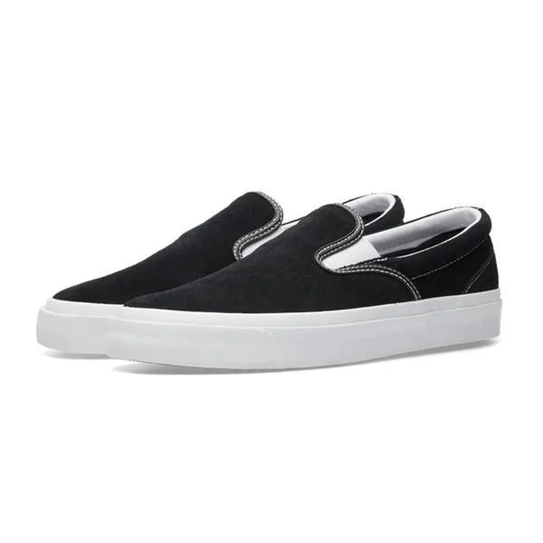 Men's classic white leather sneakers with black lacesConverse Cons One Star CC Pro Suede Slip On Black - White - White Men's classic white leather sneakers with black lacesConverse Cons One Star CC Pro Suede Slip On Black - White - White