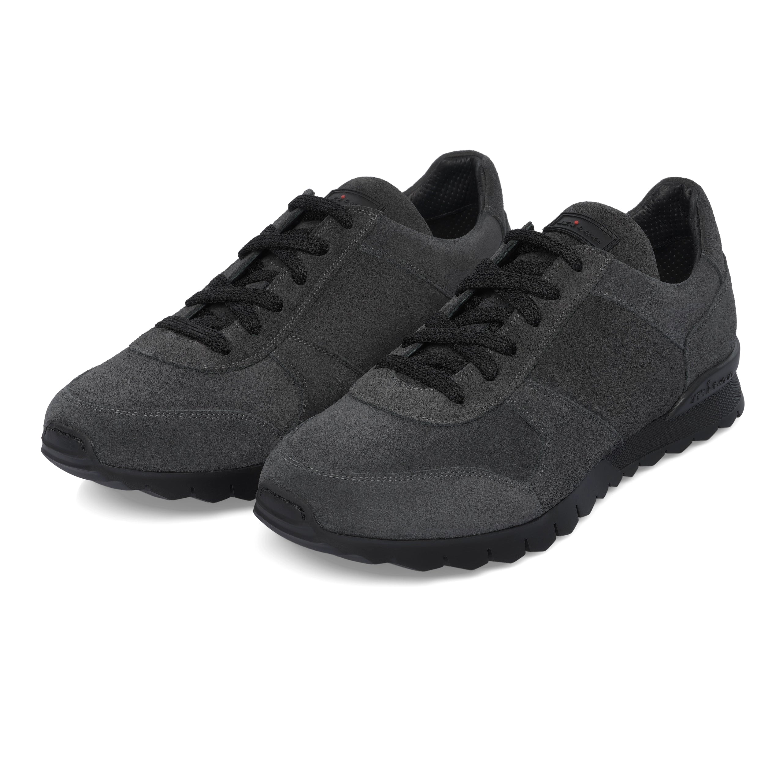Men's casual leather sneakers with a distressed finishLogo Leather Sneakers in Grigio Grey