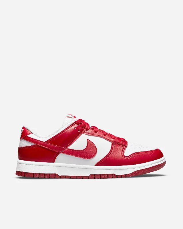 Men's black canvas sneakers with a red soleDunk Low 'Next Nature White Gym Red'