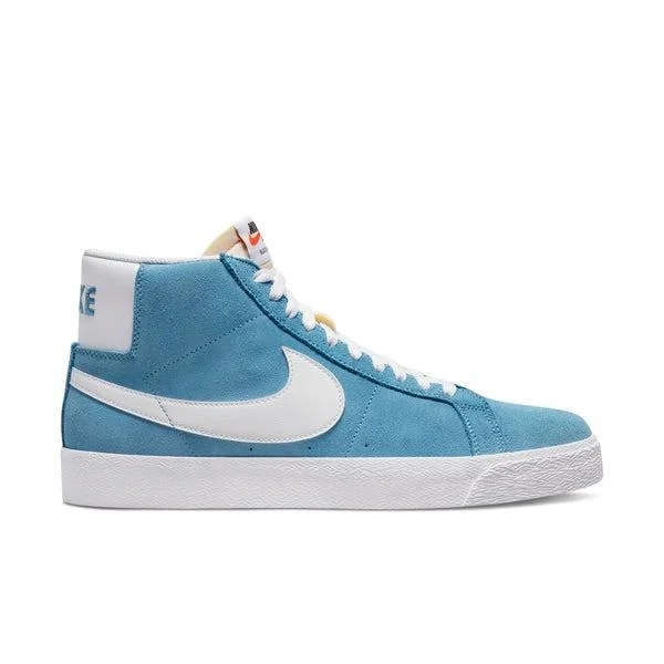 Men's neon - colored sneakers for a bold statementNike SB Zoom Blazer Mid Cerulean Blue - White Men's neon - colored sneakers for a bold statementNike SB Zoom Blazer Mid Cerulean Blue - White