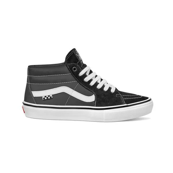 Men's slip - on sneakers with elastic side panelsVans Skate Grosso Sk8 Mid - Black/White/Emo Leather Men's slip - on sneakers with elastic side panelsVans Skate Grosso Sk8 Mid - Black/White/Emo Leather