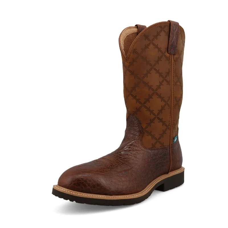 Men's western boots with a leather - wrapped heel and a smooth finishTwisted X Brown and Squash 12" Nano Toe Work Boot Men's western boots with a leather - wrapped heel and a smooth finishTwisted X Brown and Squash 12" Nano Toe Work Boot