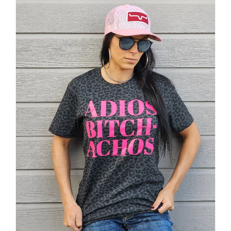 Men's western boots with a decorative inlay on the toe and heelBlack Leopard Adios Bitch-Achos Tee Men's western boots with a decorative inlay on the toe and heelBlack Leopard Adios Bitch-Achos Tee