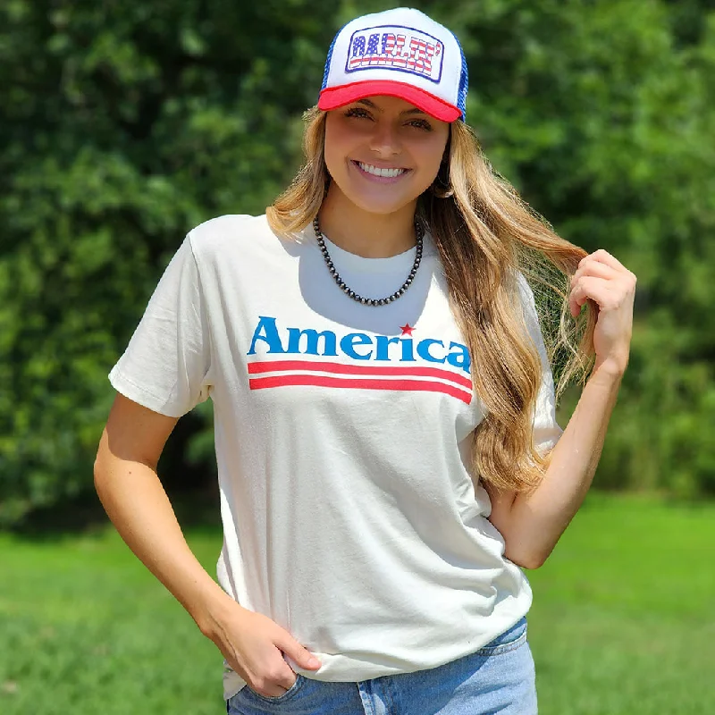 Men's western boots with a leather - wrapped heel and a smooth finishAmerica Tee