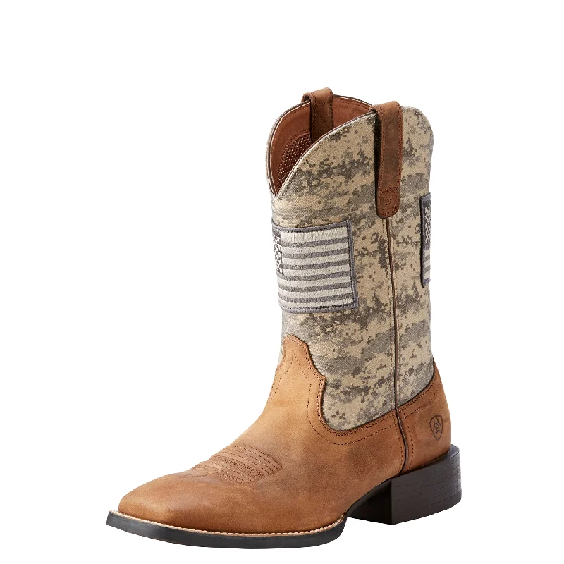 Men's western boots with a concho - studded strap and a pointed toeAriat Sage Patriot Square Toe Boot Men's western boots with a concho - studded strap and a pointed toeAriat Sage Patriot Square Toe Boot