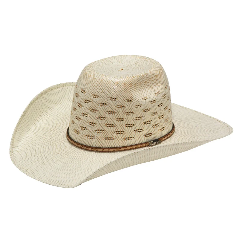 Men's western boots with a scalloped edge and a pull - on strapTwister Ivory and Tan Bangora Hat Men's western boots with a scalloped edge and a pull - on strapTwister Ivory and Tan Bangora Hat
