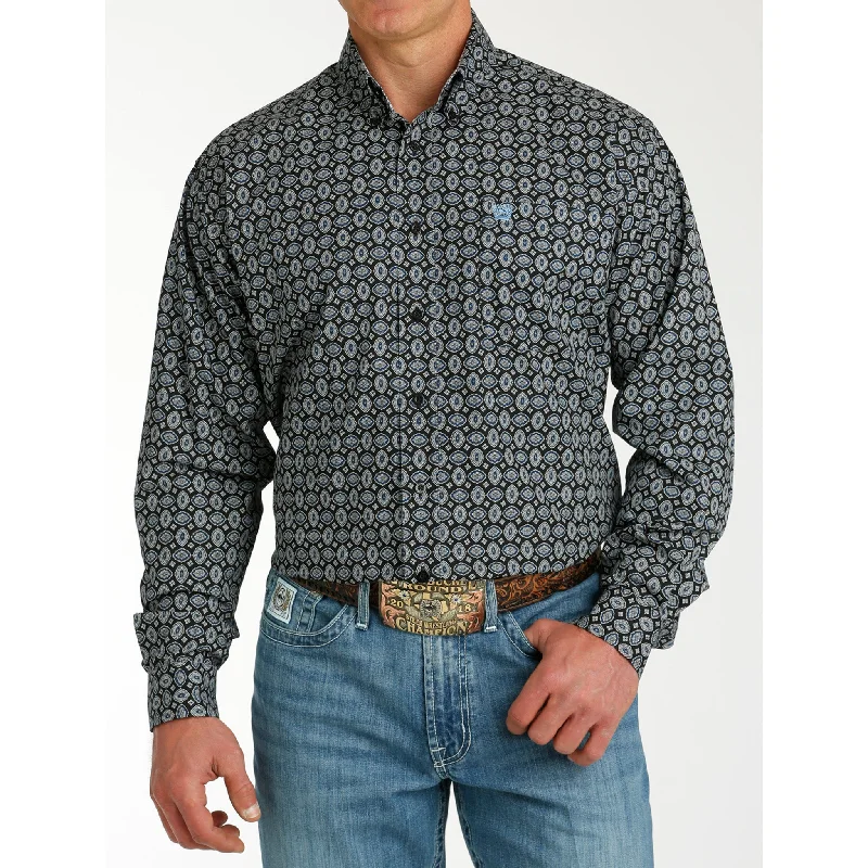 Men's western boots with a leather sole and a heel guardCinch Men's Black & Blue Geo Print Long Sleeve Men's western boots with a leather sole and a heel guardCinch Men's Black & Blue Geo Print Long Sleeve