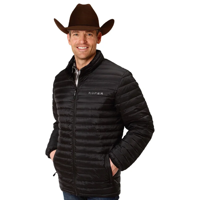 Men's western boots with a high - heeled design and a pointed toeRoper Black Down Parachute Jacket Men's western boots with a high - heeled design and a pointed toeRoper Black Down Parachute Jacket