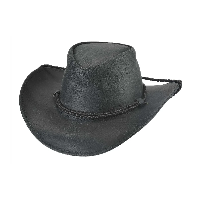 Men's western boots with a high - heeled design and a pointed toeMontecarlo Black Hilltop Leather Hat Men's western boots with a high - heeled design and a pointed toeMontecarlo Black Hilltop Leather Hat