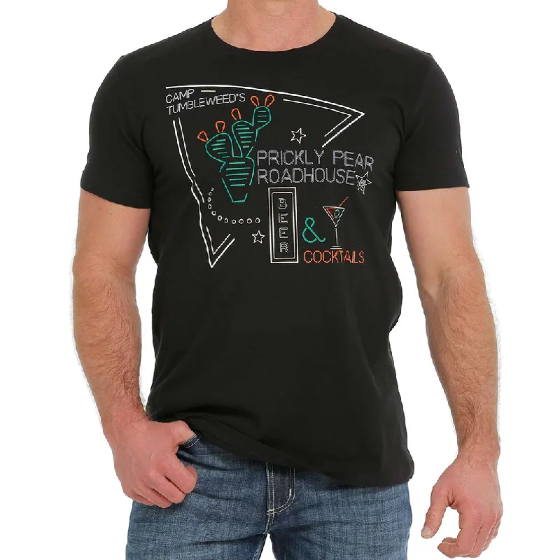 Men's western boots in a rich brown or black leatherCinch Black Prickly Pear Tee