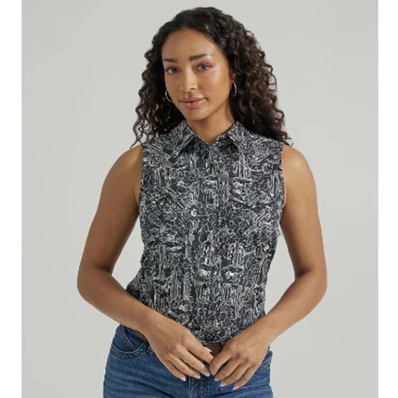 Men's western boots with a leather lining and a padded insoleWrangler Women's Black White Cactus Sleeveless