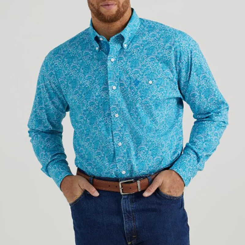 Men's western boots with a silver - toned hardware and accentsWrangler Men's Blue Paisley Long Sleeve Men's western boots with a silver - toned hardware and accentsWrangler Men's Blue Paisley Long Sleeve