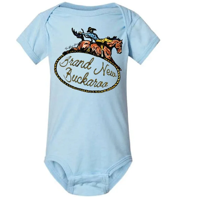 Men's western boots with a decorative concho belt and buckleThe Whole Herd Infant Brand New Buckaroo Onesie