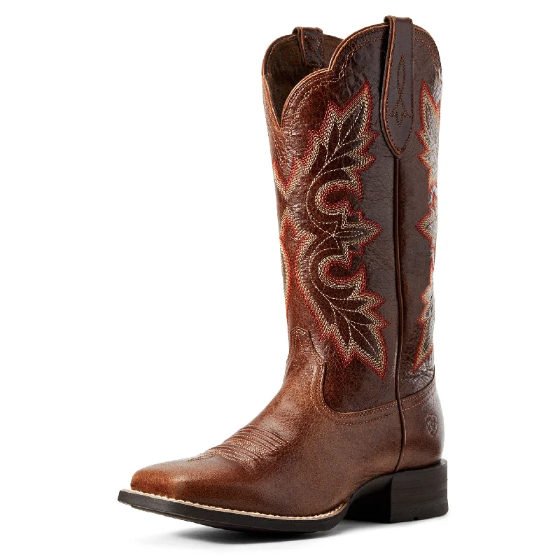 Men's western boots with a decorative inlay on the toe and heelAriat Women's Breakout Brown Square Toe Boots Men's western boots with a decorative inlay on the toe and heelAriat Women's Breakout Brown Square Toe Boots