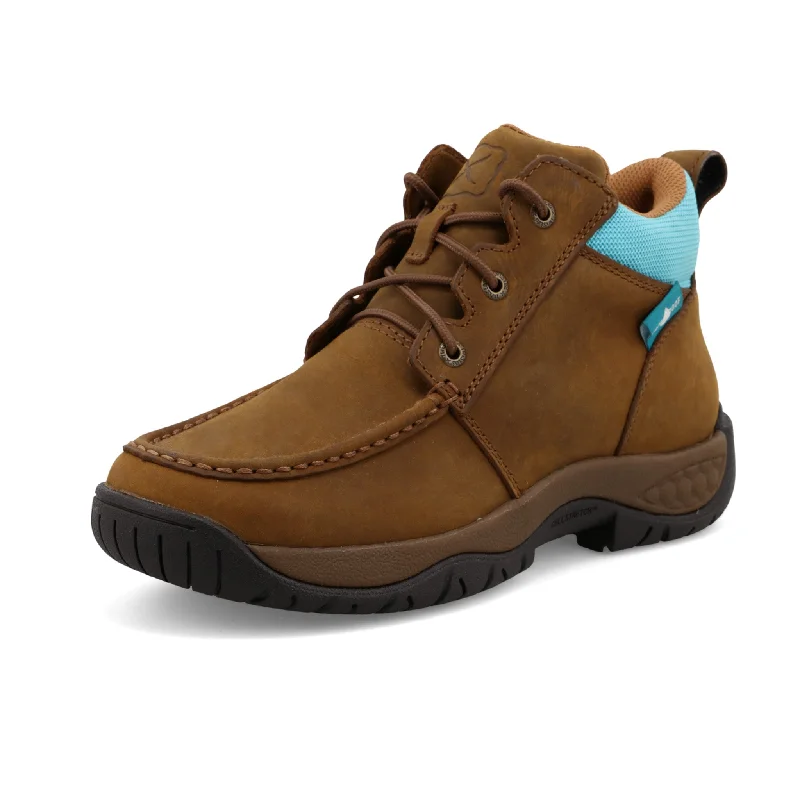 Men's western boots with a high - heeled design and a pointed toeTwisted X Women's 4" Brown/Aruba Blue Work Boot Men's western boots with a high - heeled design and a pointed toeTwisted X Women's 4" Brown/Aruba Blue Work Boot