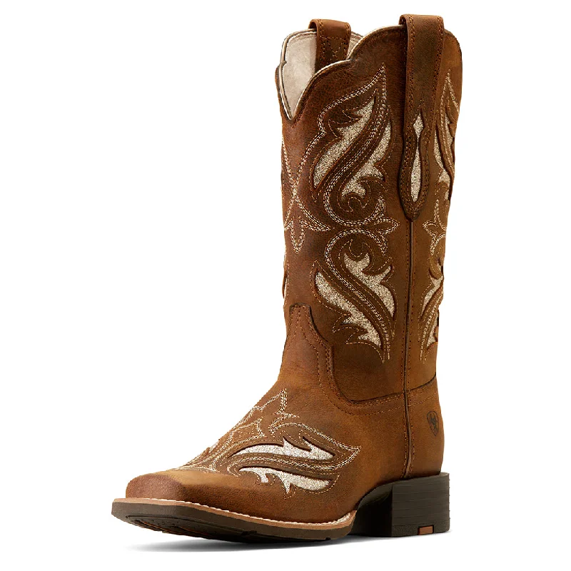 Men's western boots with a decorative inlay on the toe and heelAriat Women's Round Up Bliss Square Toe Boot Men's western boots with a decorative inlay on the toe and heelAriat Women's Round Up Bliss Square Toe Boot