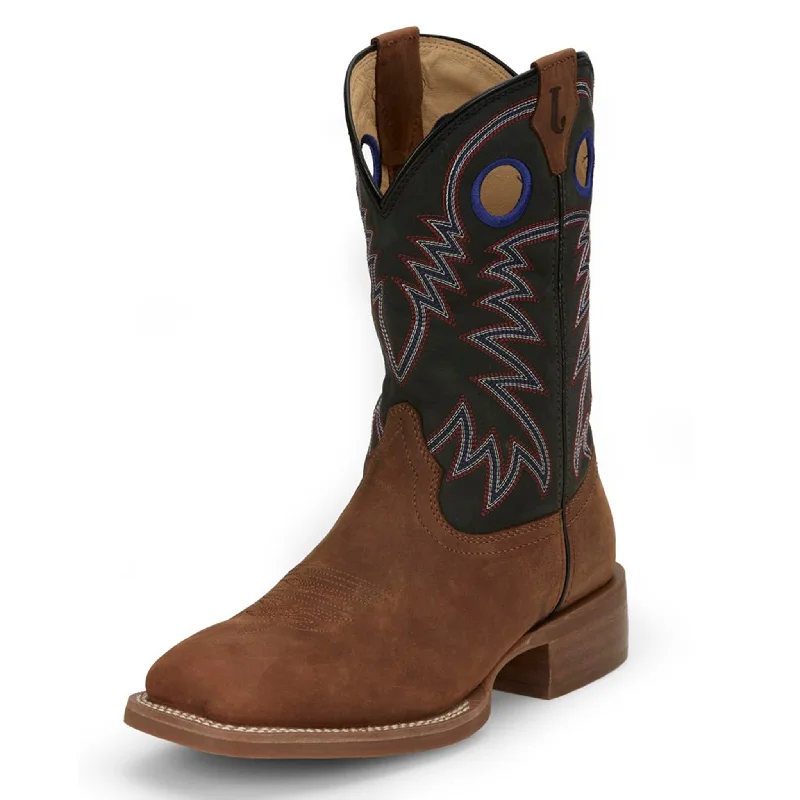 Men's western boots with a rubber sole for traction on various surfacesJustin Men's Brown & Black Show Stopper Boots Men's western boots with a rubber sole for traction on various surfacesJustin Men's Brown & Black Show Stopper Boots