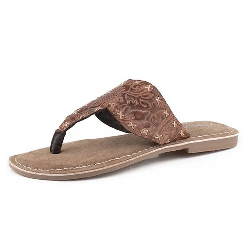 Men's western boots with a high - heeled design and a pointed toeRoper Women's Brown Floral Leather Flat Sandals Men's western boots with a high - heeled design and a pointed toeRoper Women's Brown Floral Leather Flat Sandals