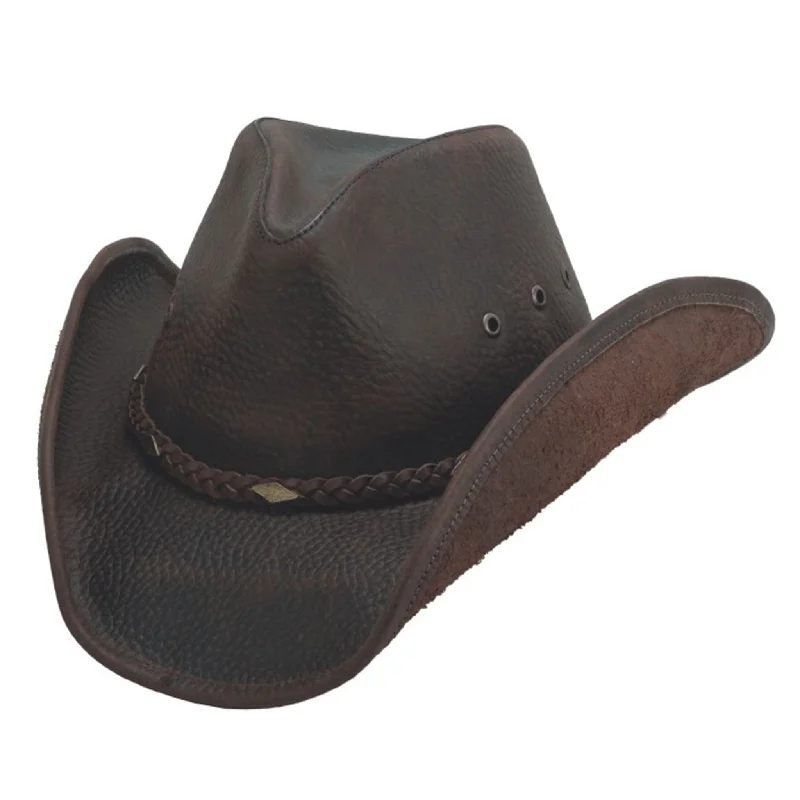 Western - style men's boots with intricate tooling and stitchingMontecarlo Chocolate Bonnaroo Leather Hat Western - style men's boots with intricate tooling and stitchingMontecarlo Chocolate Bonnaroo Leather Hat