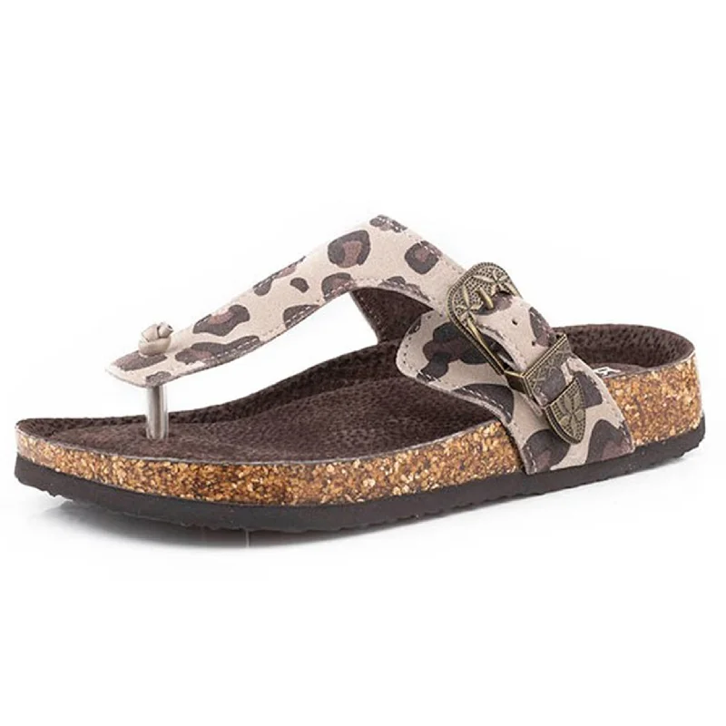 Men's western boots with a concho - studded strap and a pointed toeRoper Women's Cream/Brown Leopard Sandals Men's western boots with a concho - studded strap and a pointed toeRoper Women's Cream/Brown Leopard Sandals