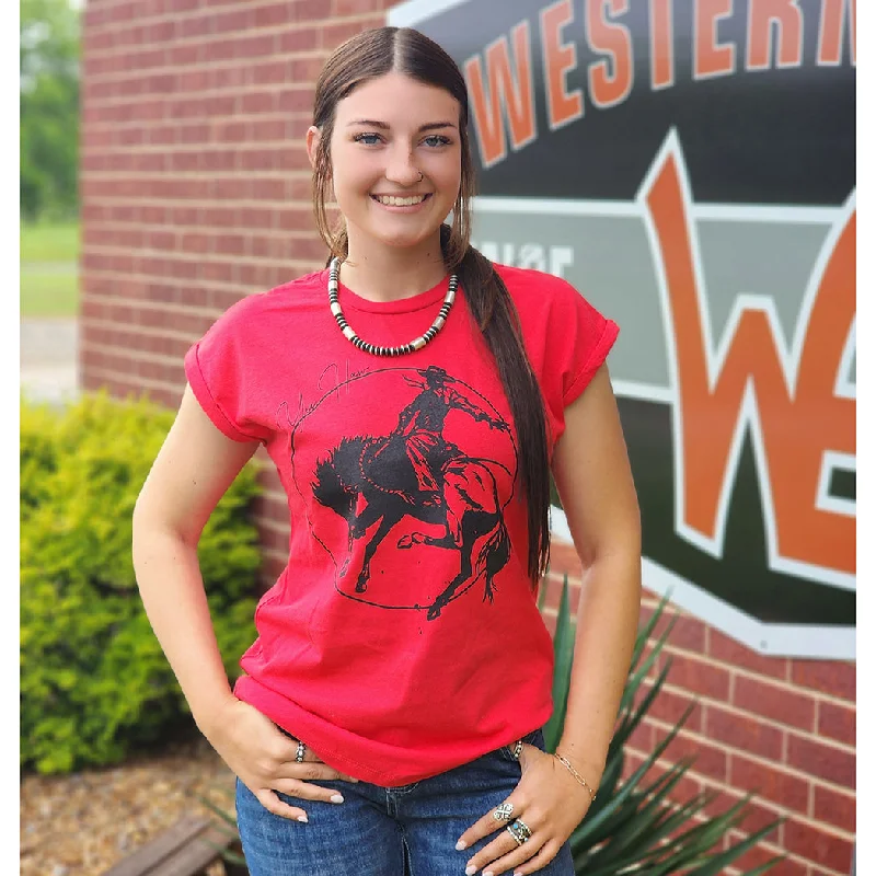 Men's western boots with a distressed leather finish for a rugged lookHones Women's Yee-Haw Red Rodeo Tee Men's western boots with a distressed leather finish for a rugged lookHones Women's Yee-Haw Red Rodeo Tee