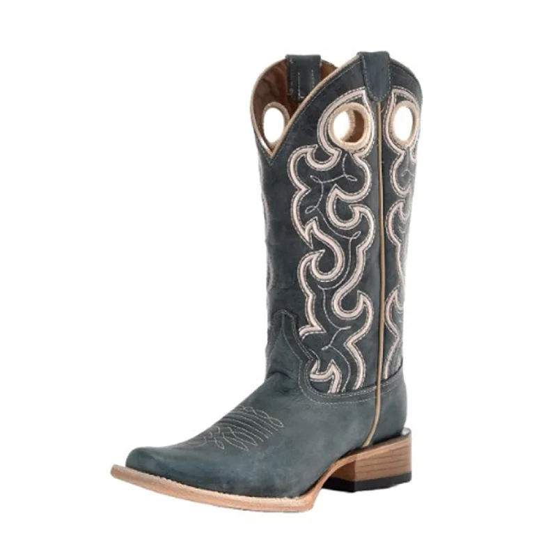 Men's western boots with a distressed leather finish for a rugged lookCircle G Blue Embroidered Square Toe Men's western boots with a distressed leather finish for a rugged lookCircle G Blue Embroidered Square Toe
