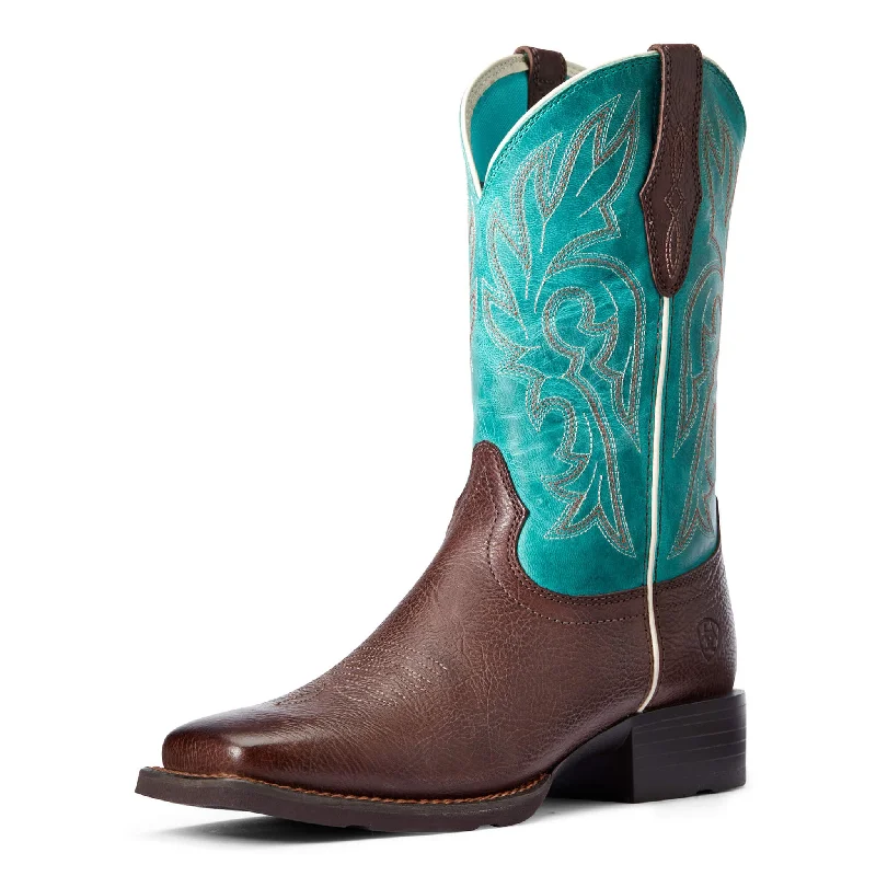 Men's western boots with a concho - studded strap and a pointed toeAriat Women's Dark Cottage/Turquoise Square Toe Boots Men's western boots with a concho - studded strap and a pointed toeAriat Women's Dark Cottage/Turquoise Square Toe Boots