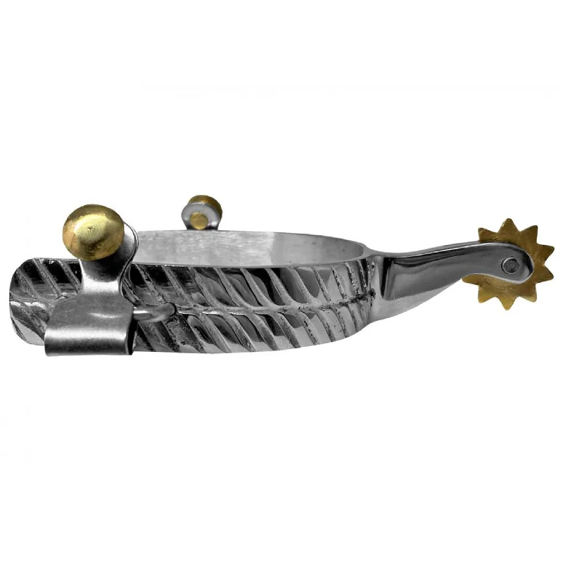 Men's western boots with a leather - wrapped heel and a smooth finishShowman Engraved Brass Rowel Spurs Men's western boots with a leather - wrapped heel and a smooth finishShowman Engraved Brass Rowel Spurs
