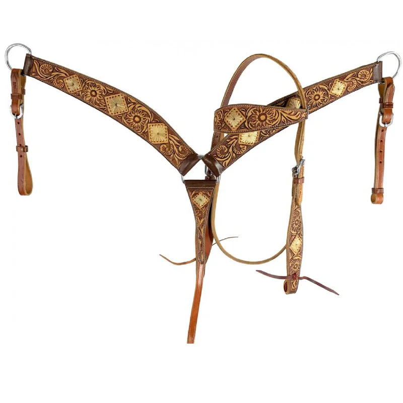 Men's western boots with a suede shaft and a leather soleShowman Floral W/ Rawhide Flower Headstall and Breast Collar Men's western boots with a suede shaft and a leather soleShowman Floral W/ Rawhide Flower Headstall and Breast Collar