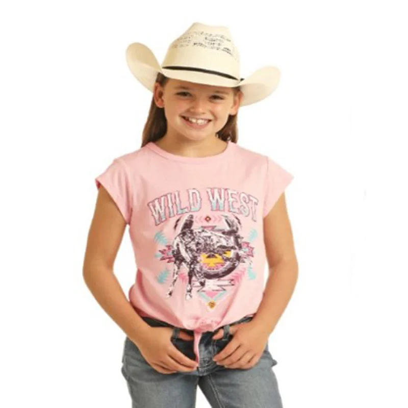 Western - style men's boots with intricate tooling and stitchingPanhandle Slim Girl's Pink Tied Wild West Tee Western - style men's boots with intricate tooling and stitchingPanhandle Slim Girl's Pink Tied Wild West Tee