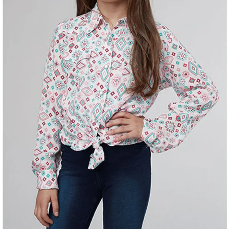 Men's western boots with a concho - studded strap and a pointed toeRoper Girl's White Aztec Long Sleeve Tie Bottom Men's western boots with a concho - studded strap and a pointed toeRoper Girl's White Aztec Long Sleeve Tie Bottom