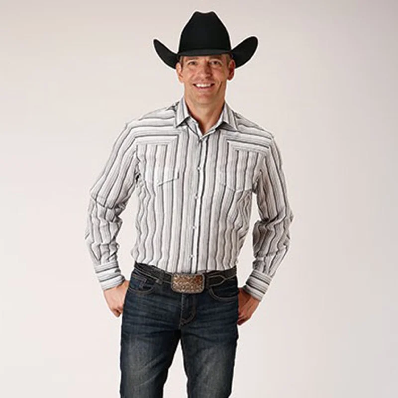 Men's western boots with a traditional western boot silhouette and a polished shineRoper Men's Striped Shirt Men's western boots with a traditional western boot silhouette and a polished shineRoper Men's Striped Shirt