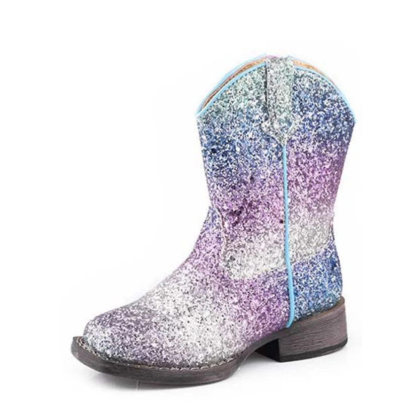 Men's western boots with a rubber sole for traction on various surfacesRoper Girls Purple/Silver Glitter Square Toe Boots Men's western boots with a rubber sole for traction on various surfacesRoper Girls Purple/Silver Glitter Square Toe Boots