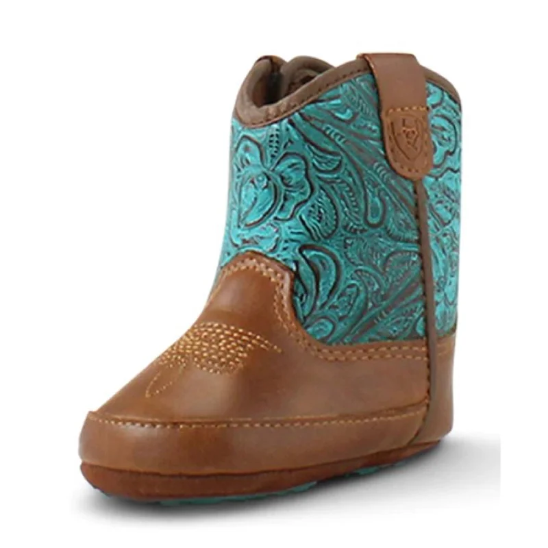 Men's western boots in a rich brown or black leatherAriat Lil' Stompers Infant/Toddler Round Up Brown Boots Men's western boots in a rich brown or black leatherAriat Lil' Stompers Infant/Toddler Round Up Brown Boots
