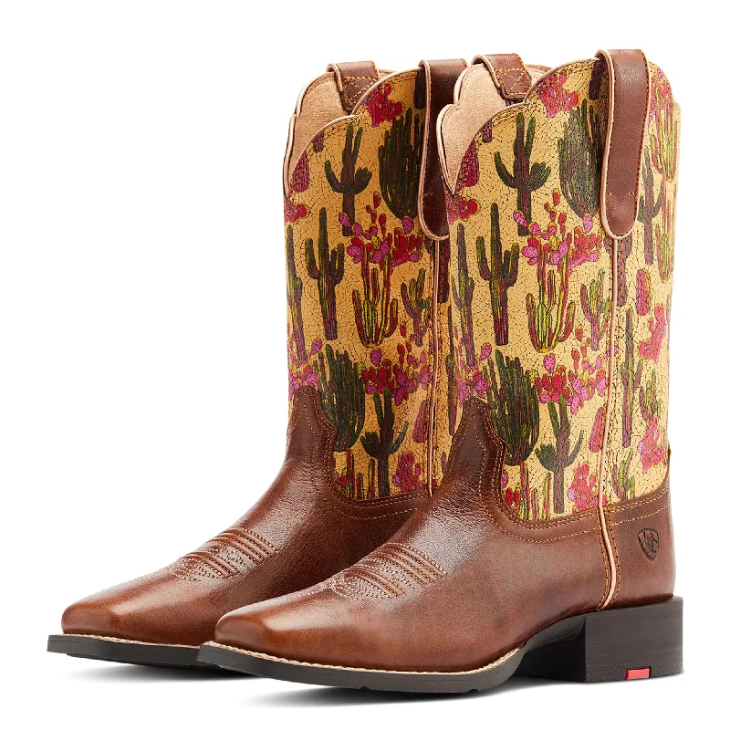 Men's western boots with a leather - wrapped heel and a smooth finishAriat Women's Lioness Round Up Square Toe Men's western boots with a leather - wrapped heel and a smooth finishAriat Women's Lioness Round Up Square Toe