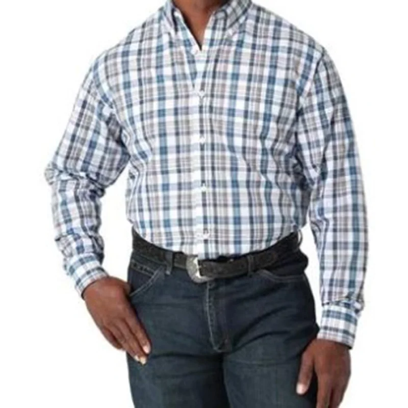 Men's western boots with a traditional western boot silhouette and a polished shineWrangler Men's Long Sleeve Blue Riata Button Down Shirt Men's western boots with a traditional western boot silhouette and a polished shineWrangler Men's Long Sleeve Blue Riata Button Down Shirt