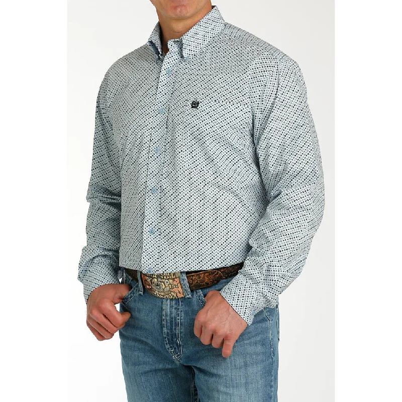Men's western boots with a distressed leather finish for a rugged lookCinch Men's Light Blue Geometric Print Long Sleeve Men's western boots with a distressed leather finish for a rugged lookCinch Men's Light Blue Geometric Print Long Sleeve