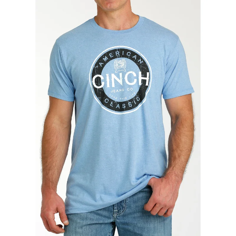 Men's western boots with a traditional western boot silhouette and a polished shineMen's Light Blue Cinch Classic Tee Men's western boots with a traditional western boot silhouette and a polished shineMen's Light Blue Cinch Classic Tee