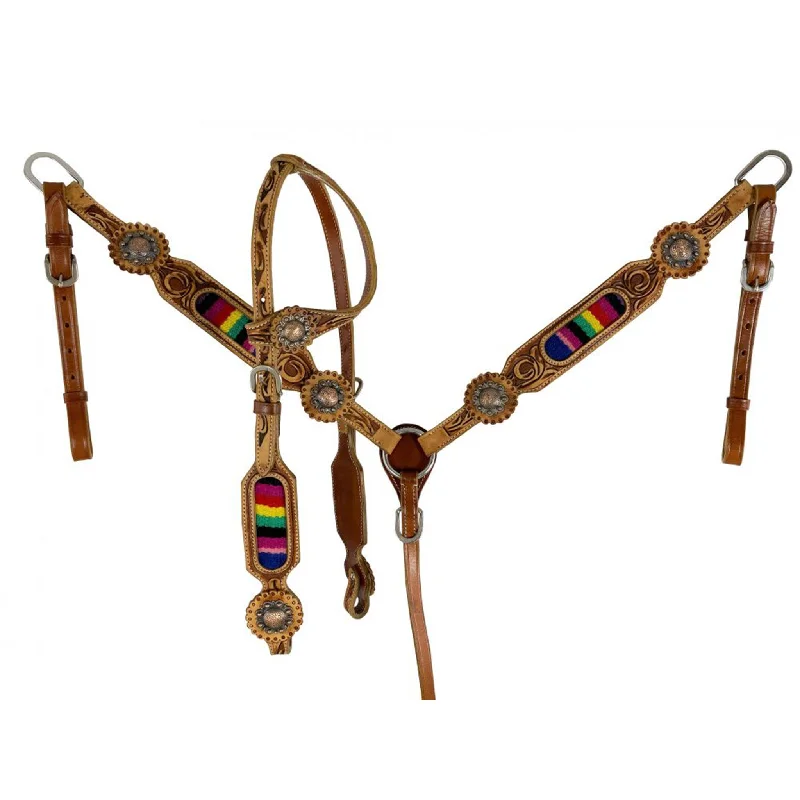 Vintage - style men's western boots with a square toe and spur ledgeShowman Med Serape Headstall Breast Collar Vintage - style men's western boots with a square toe and spur ledgeShowman Med Serape Headstall Breast Collar