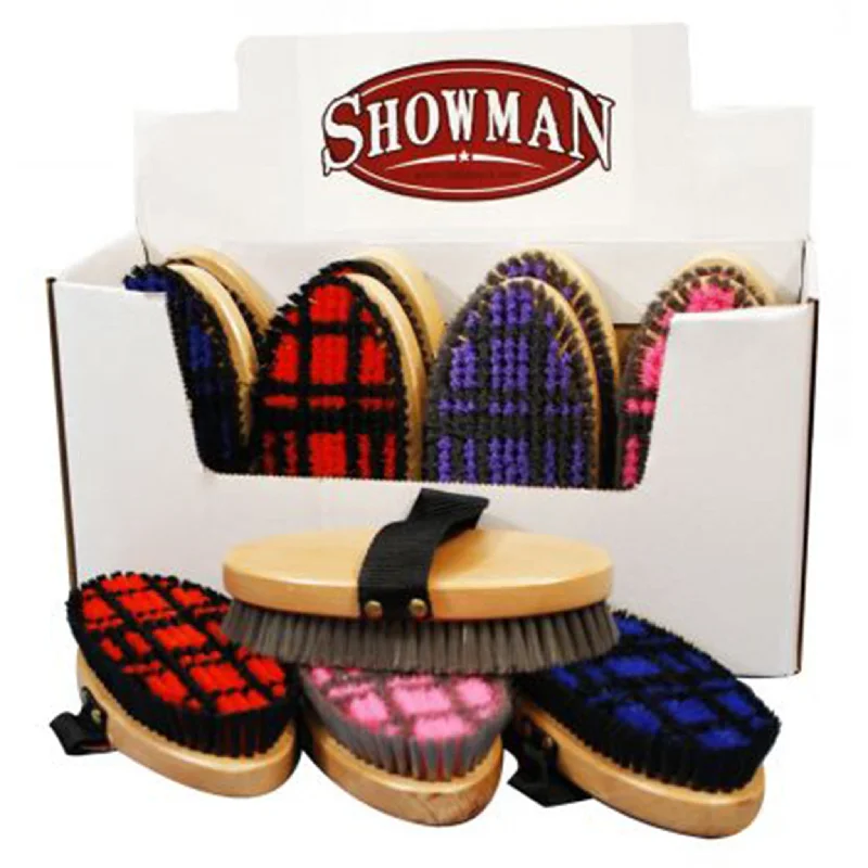 Men's western boots with a traditional western boot silhouette and a polished shineShowman Medium Bristle Brush Checked Men's western boots with a traditional western boot silhouette and a polished shineShowman Medium Bristle Brush Checked