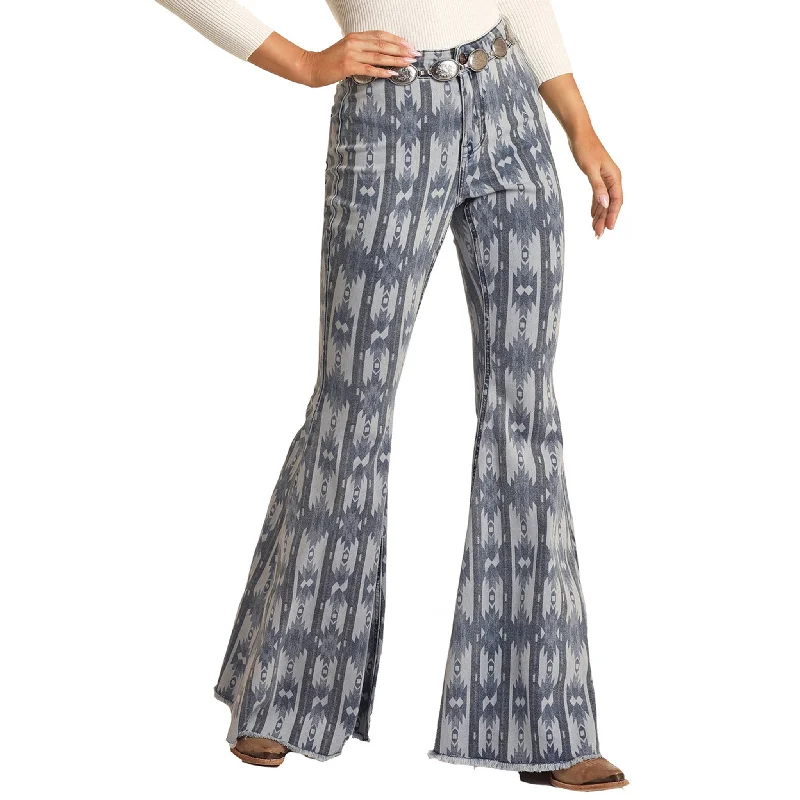 Men's western boots with a high - quality leather upper and a suede liningRock & Roll Cowgirl Medium Wash Aztec Flare Jeans Men's western boots with a high - quality leather upper and a suede liningRock & Roll Cowgirl Medium Wash Aztec Flare Jeans