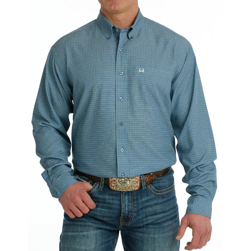 Men's western boots with a high - heeled design and a pointed toeCinch Men's Arena Flex Blue Long Sleeve Men's western boots with a high - heeled design and a pointed toeCinch Men's Arena Flex Blue Long Sleeve